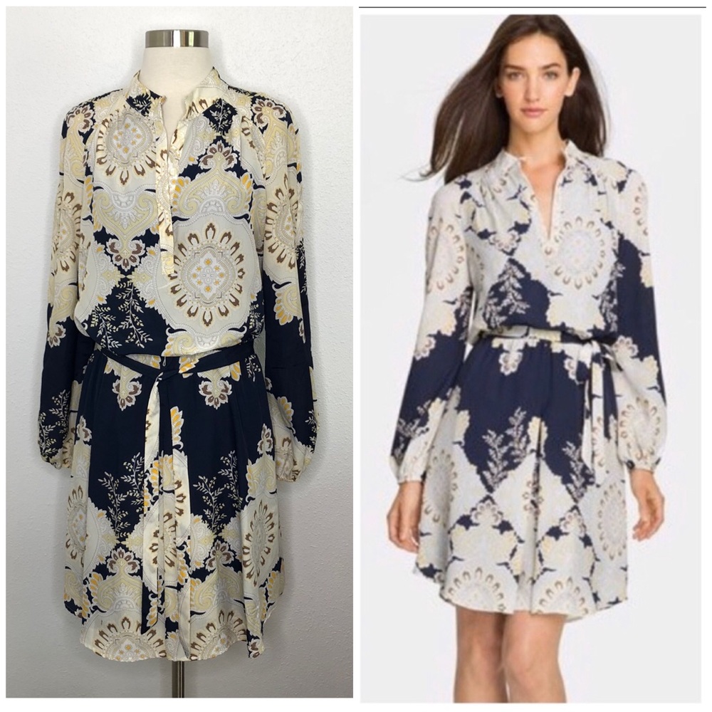 Vince Camuto Navy Long Sleeve Pocketed Dress
